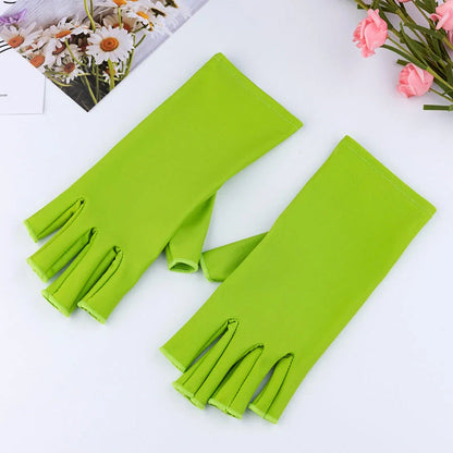 Stylish UV protection manicure gloves in various colours for safe nail care