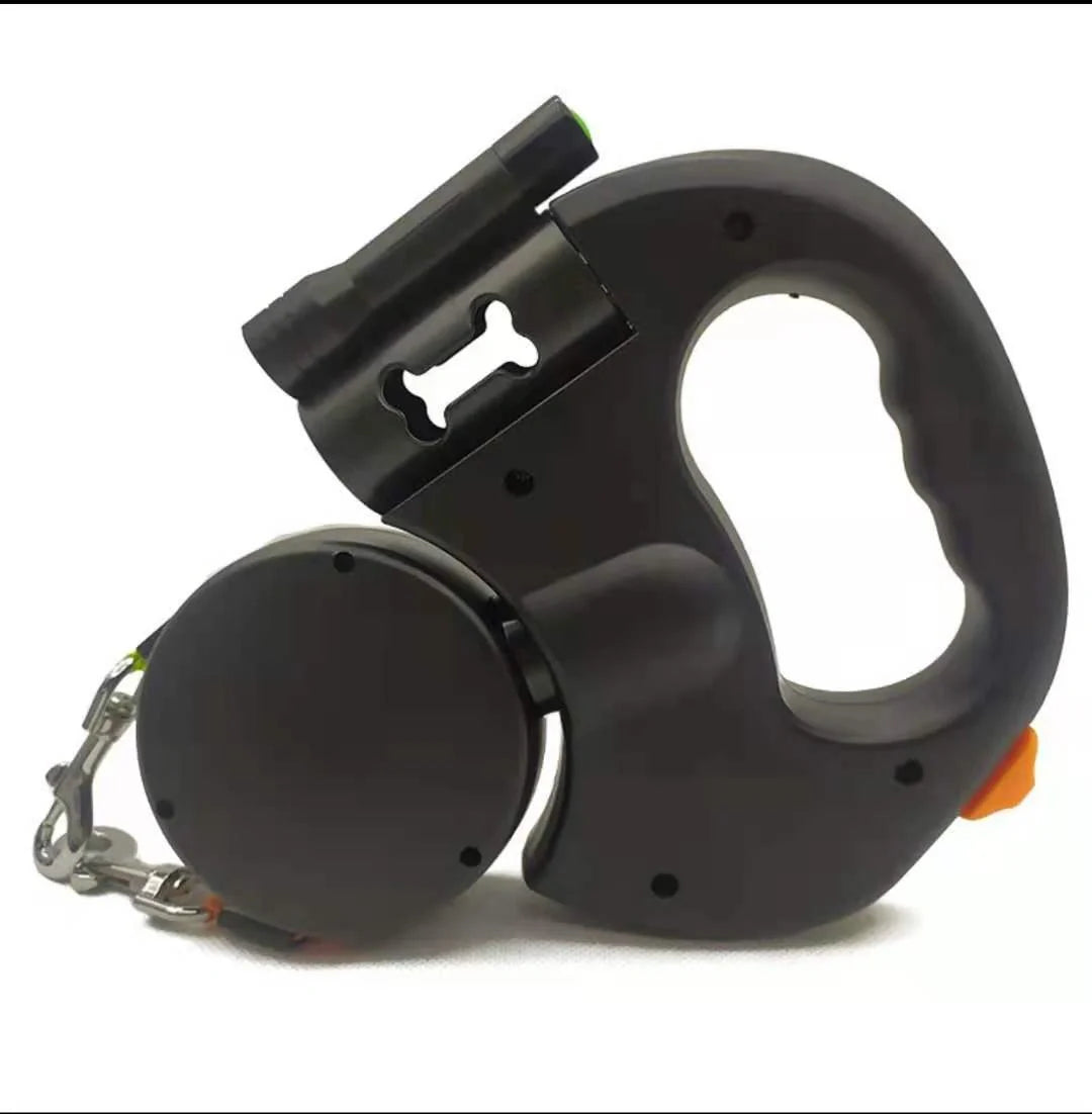 Reflective dual pet leash for small dogs with 360 swivel and lights