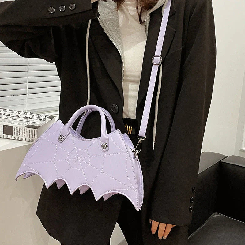 Halloween-inspired Spider Web Messenger Bag with intricate embroidery details, made of high-quality PU leather with adjustable strap