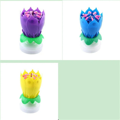 Musical Lotus Candles in various colours, showcasing the elegant lotus design and music feature