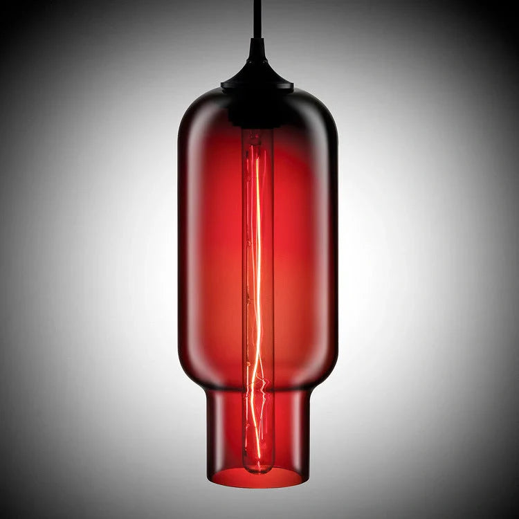 Nordic Modern Loft Pendant Lamp with glass body and aluminium shade in various colours