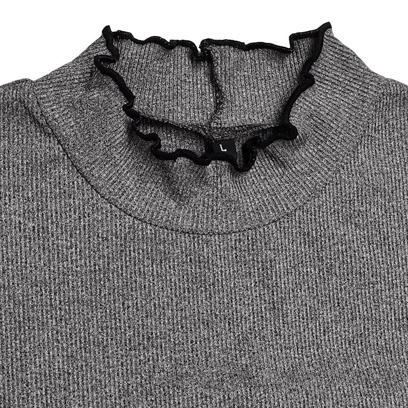 Women's slim fit half-high collar long sleeve t-shirt in various colours