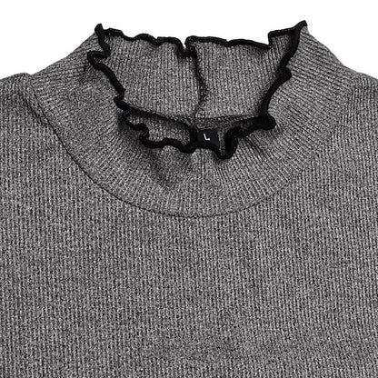 Women's slim fit half-high collar long sleeve t-shirt in various colours