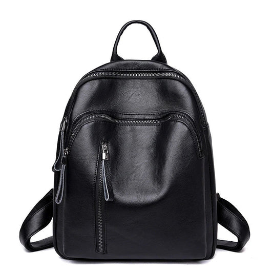 Stylish PU backpack in black, red, and blue colors with multiple compartments and adjustable straps for versatile and organized storage