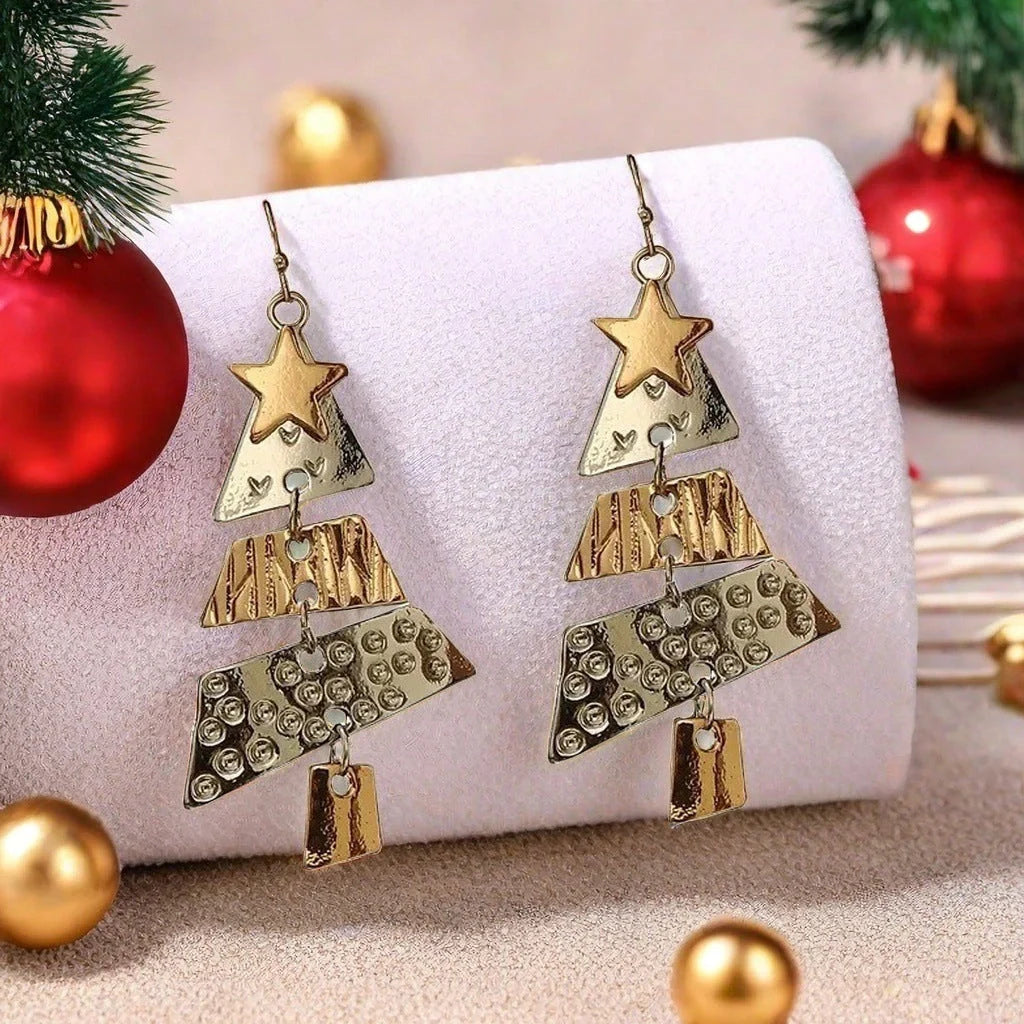 Christmas Tree Necklace and Earrings Set with unique star design