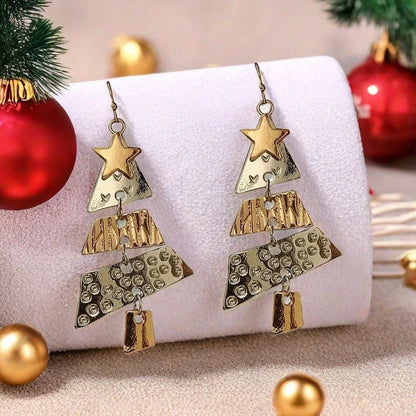 Christmas Tree Necklace and Earrings Set with unique star design
