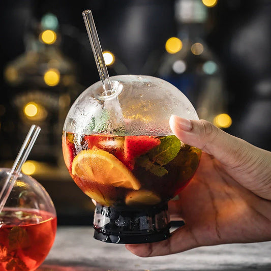 Premium borosilicate cocktail glasses with a stylish molecular design, suitable for a variety of alcoholic and non-alcoholic drinks