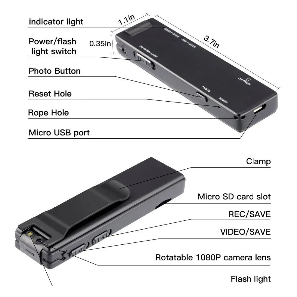 Premium Magnetic 1080P Digital Recorder with Zinc Alloy Casing, Versatile Mounting, and Long Battery Life