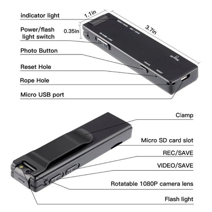 Premium Magnetic 1080P Digital Recorder with Zinc Alloy Casing, Versatile Mounting, and Long Battery Life