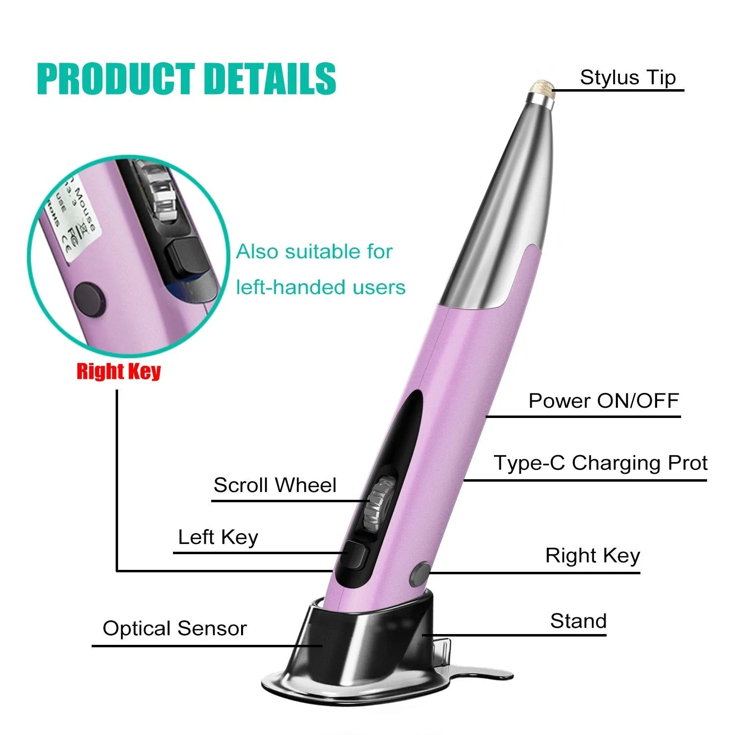 Ergonomic Wireless Vertical Pen Mouse with Adjustable DPI and Customisable Buttons for Seamless Computing