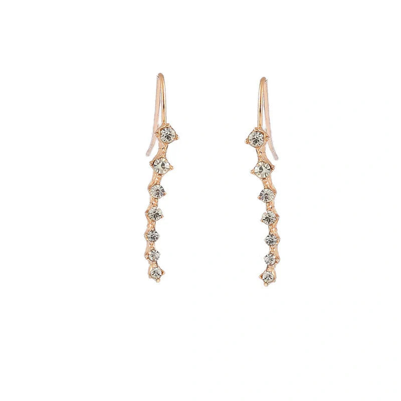 Elegant 7cm rhinestone bridal earrings in gold and silver options