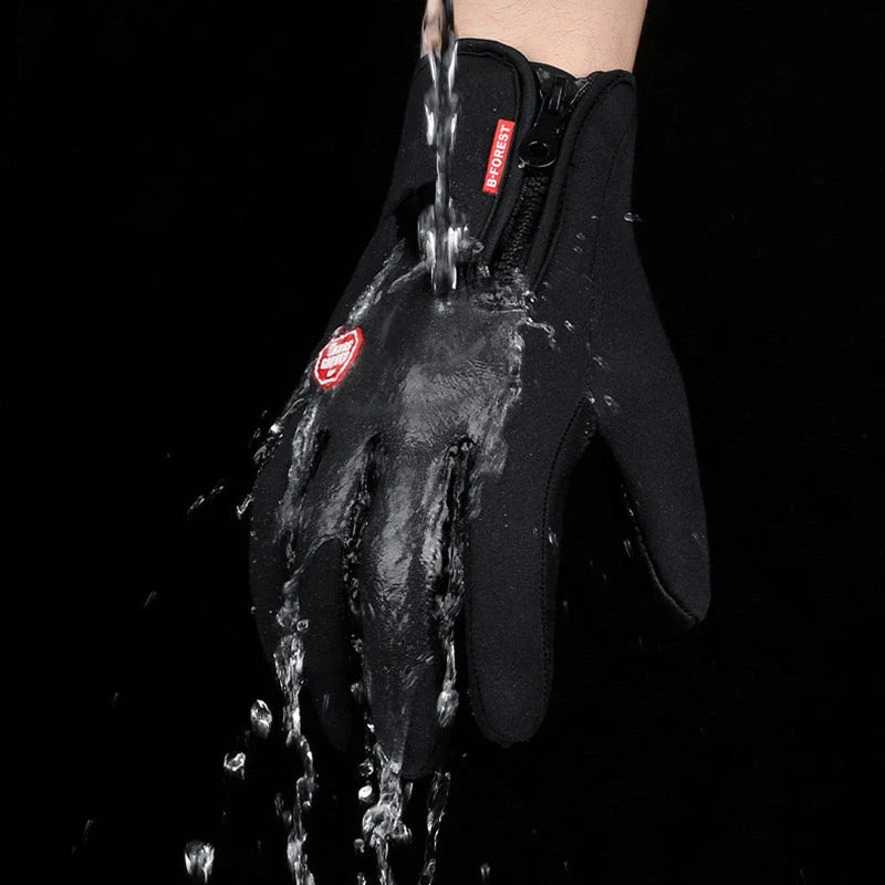 Warm, touchscreen-friendly motorcycle riding gloves made with cozy polar fleece lining for superior insulation and grip