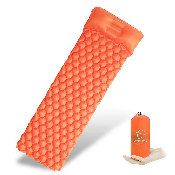 Outdoor Camping Inflatable Honeycomb Mattress in various colors with carrying bag