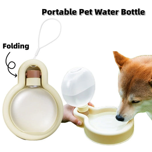 500ml portable pet water bottle with foldable drinking bowl for outdoor use