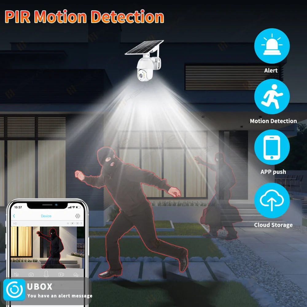 Solar-powered 4G security camera with 1080P resolution and night vision