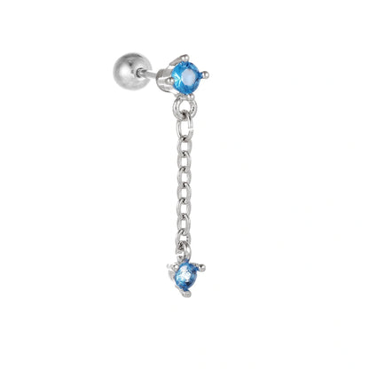 Star and Moon Cubic Zirconia Stainless Steel Cartilage Earring in gold and white K
