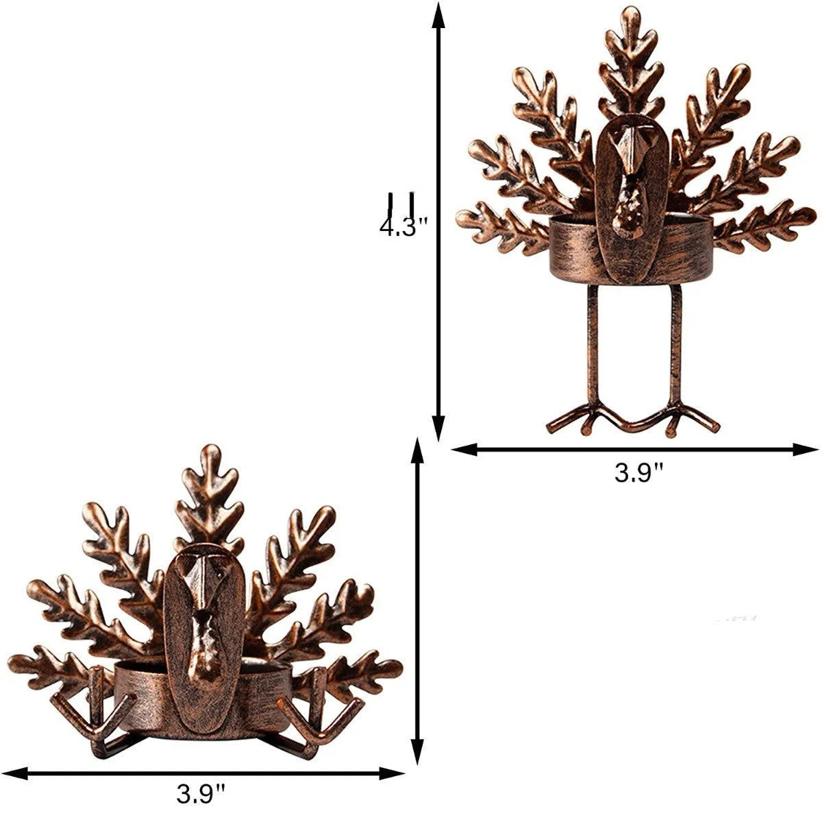 Retro iron turkey candlestick with tea light holder for festive holiday decor