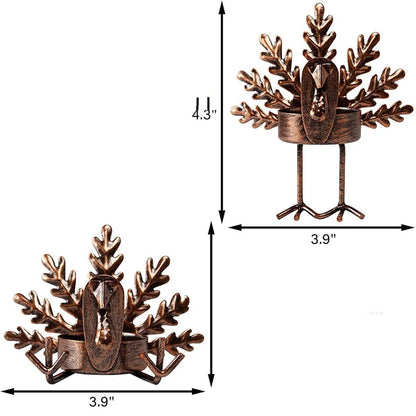 Retro iron turkey candlestick with tea light holder for festive holiday decor