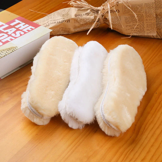 Winter sheepskin insoles with wool felt layer for enhanced warmth and comfort