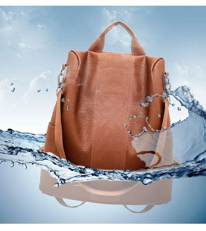A stylish and roomy women's backpack made from premium PU leather, featuring multiple pockets and compartments for optimal organisation.