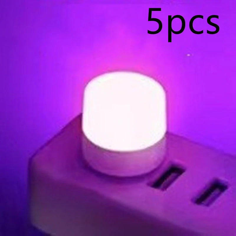 Compact USB LED night light with soft glow for reading and sleep