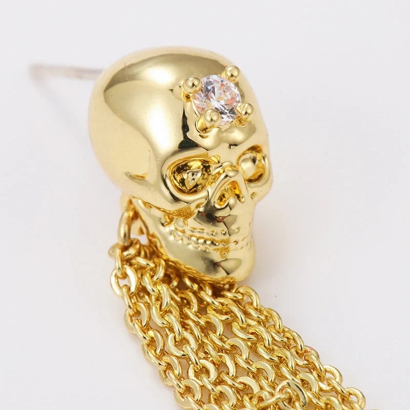 Original Punk Skull Pendant Earrings with zircon accents, available in three unique styles.