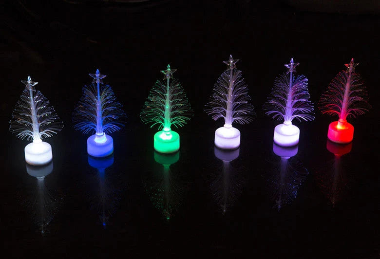 Vibrant color-changing LED fiber optic Christmas tree lamp with stable round base