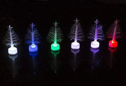 Vibrant color-changing LED fiber optic Christmas tree lamp with stable round base