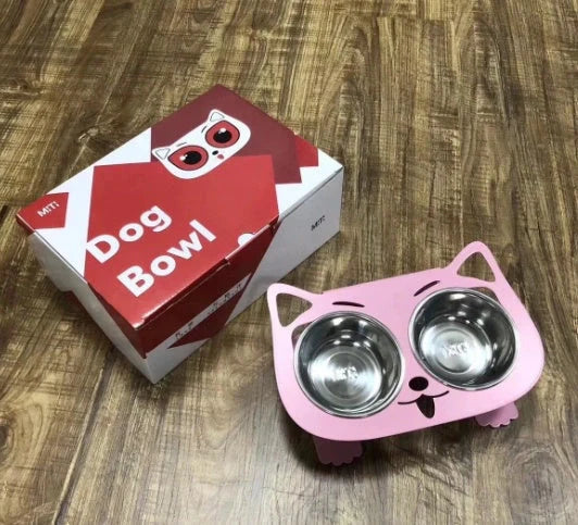 Stainless steel anti-spill pet feeding bowl in various colors