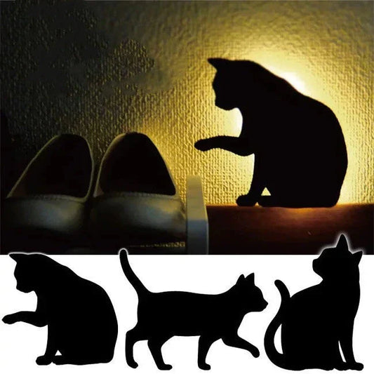 A stylish cat-shaped smart sensor night light that automatically illuminates a room when motion is detected, creating a warm and cozy atmosphere.