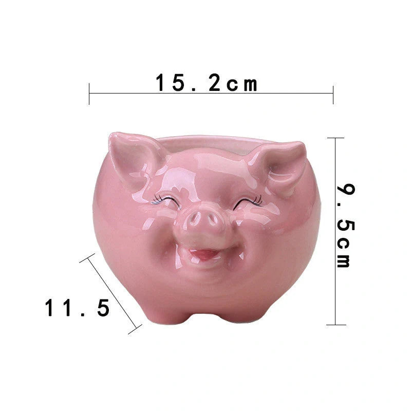 Hand-painted Nordic cartoon animal ceramic succulent pot in various colours and sizes