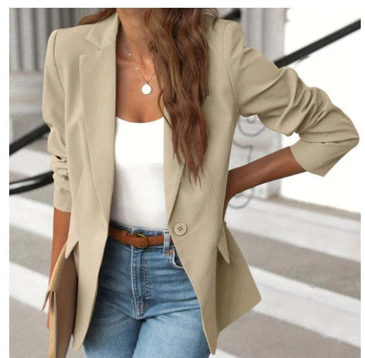 Women's Autumn Long Sleeve Polyester Cardigan with Pockets in various colours