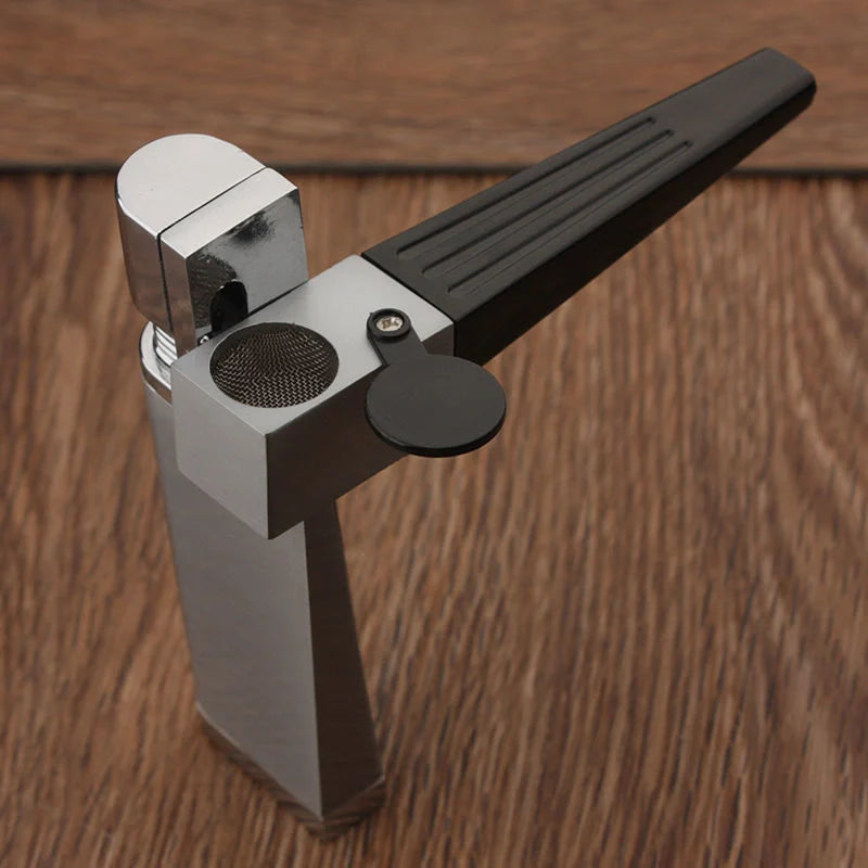 Foldable metal pipe lighter with stash compartment - eco-friendly smoking gadget
