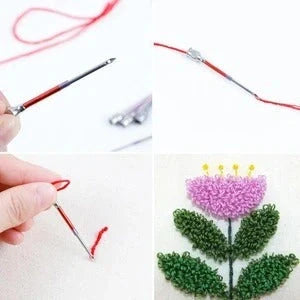 Electroplated alloy poke needle embroidery set for detailed crafting