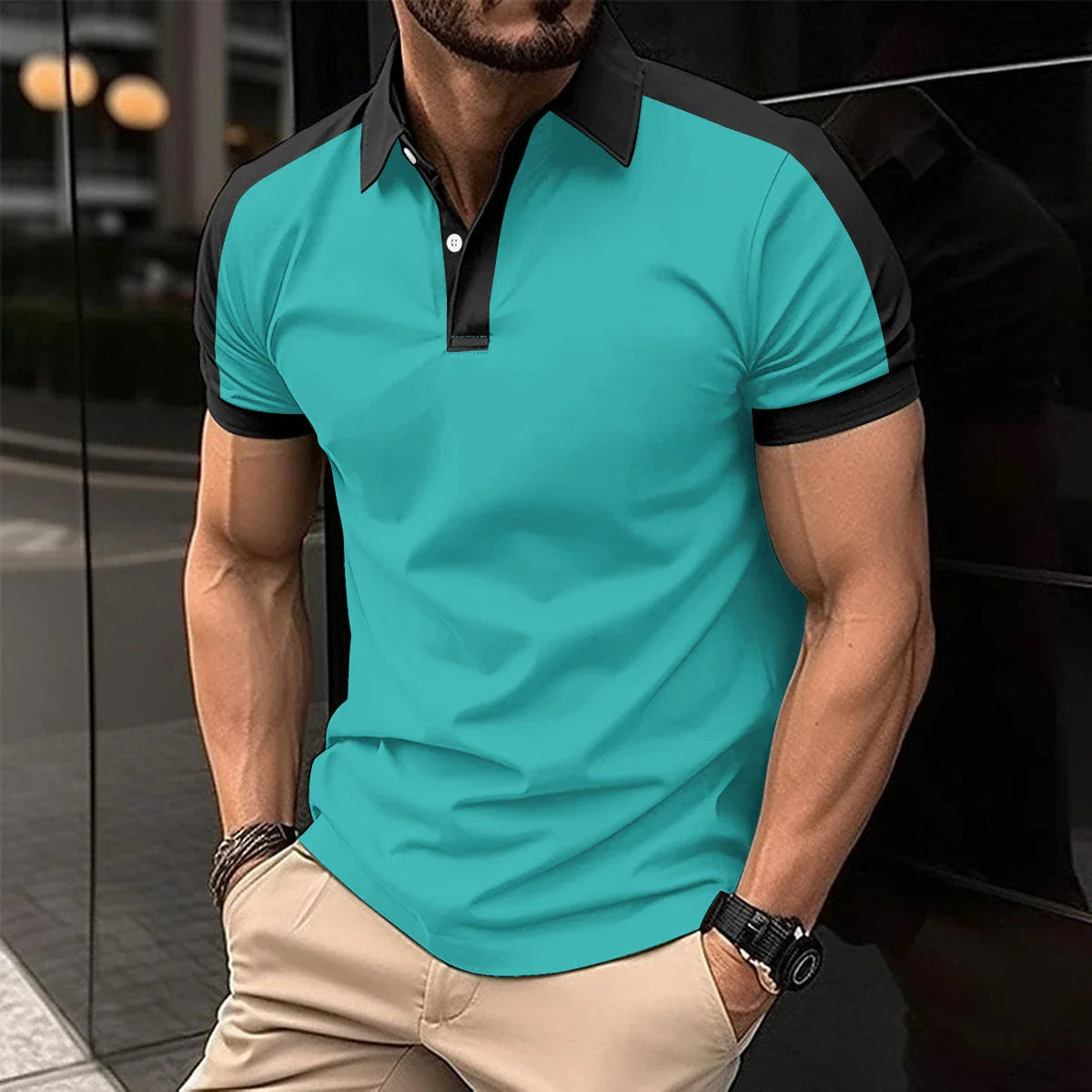 Premium short sleeve polo shirts for men in a variety of vibrant colors and sizes