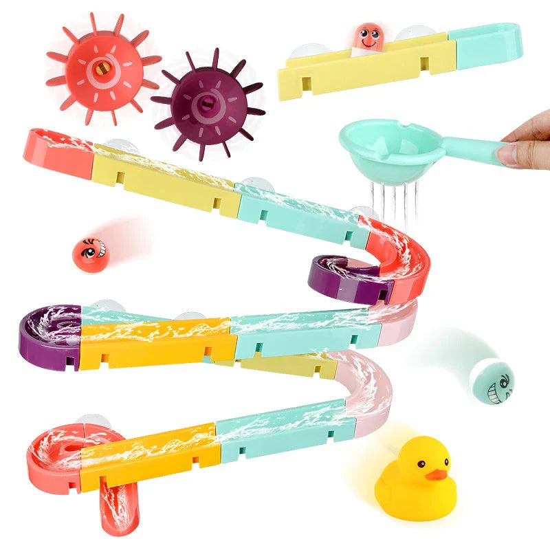 Premium Marble Run Bath Toys for Kids - Fun, Safe & Educational Bathroom Play Set with Suction Cups