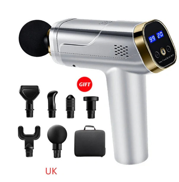 Touch Screen Fascia Gun Muscle Massager with six interchangeable heads