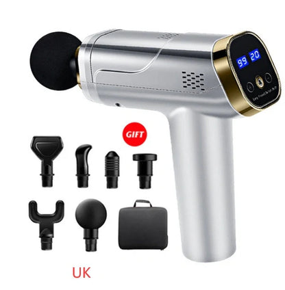 Touch Screen Fascia Gun Muscle Massager with six interchangeable heads