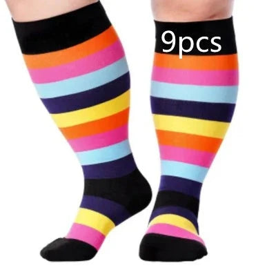 Plus-sized compression socks with bamboo fiber blend for breathability and comfort