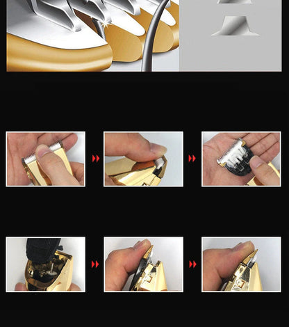 Professional pet grooming clippers with titanium ceramic blades and adjustable settings