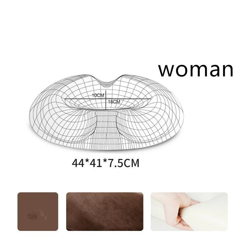 Premium memory foam seat cushion with tailored design for men and women, featuring breathable materials and a removable cover for easy cleaning.