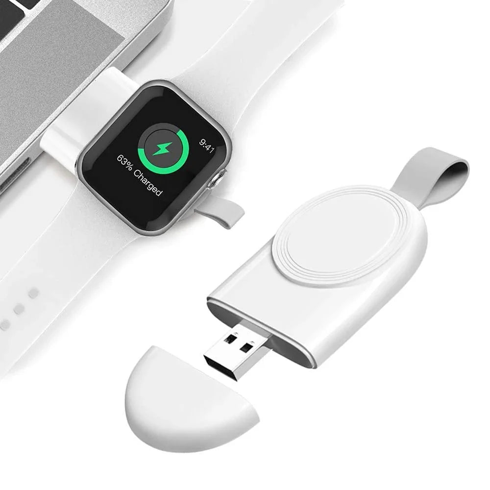 Portable wireless charger for Apple Watch with charging dock station stand and USB charging capabilities