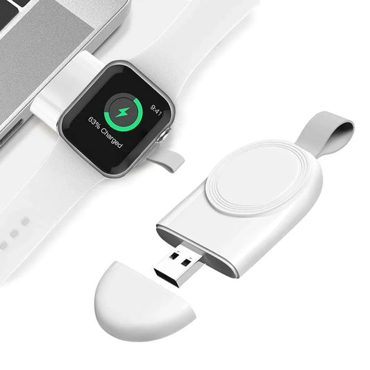 Portable wireless charger for Apple Watch with charging dock station stand and USB charging capabilities
