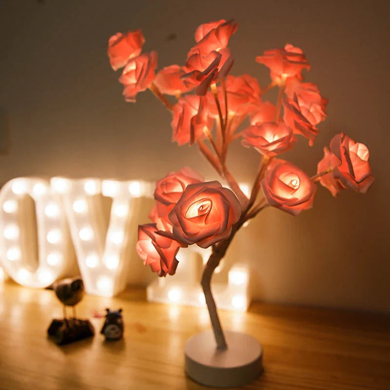 Enchanting Rose Flower Lamp with warm, soothing lighting and USB/battery power options for versatile home decor