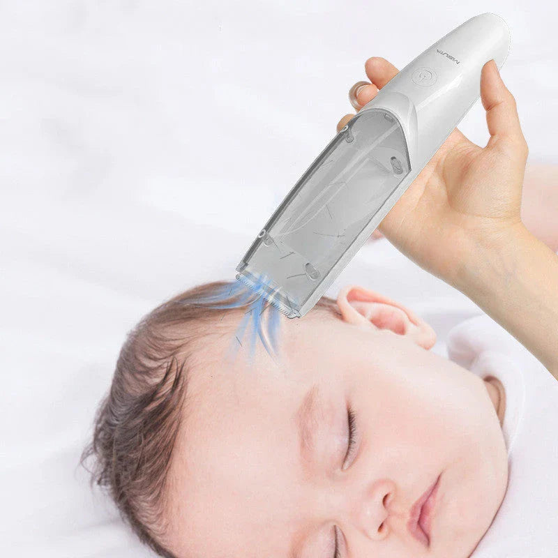 Cordless electric baby hair clipper with suction function for safe, mess-free haircuts