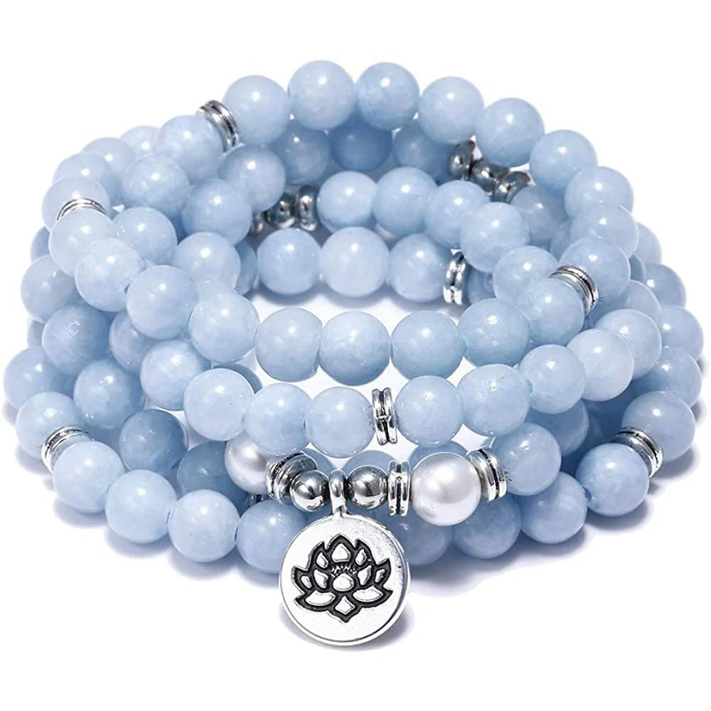Premium handcrafted meditation bracelet with genuine Tiger's Eye stones, 108 beads, and a lotus charm