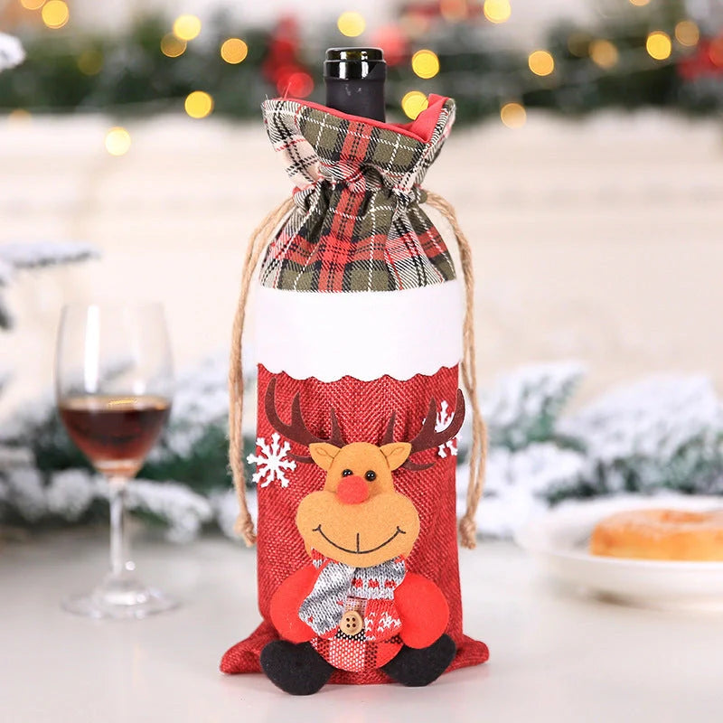 Festive Christmas wine bottle socks in vibrant colours, 14cm x 31cm