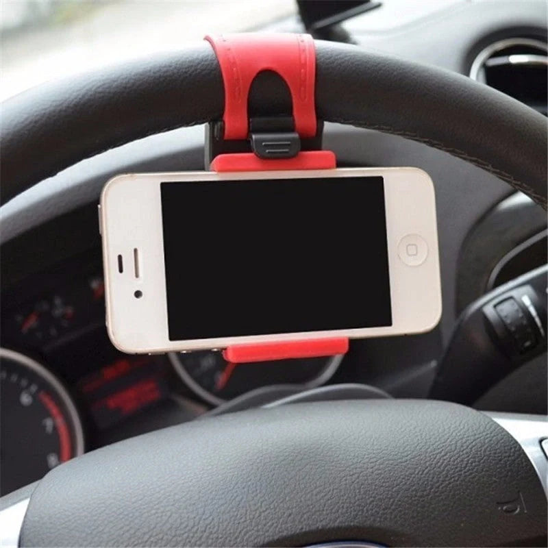 Universal steering wheel phone mount for hands-free smartphone use