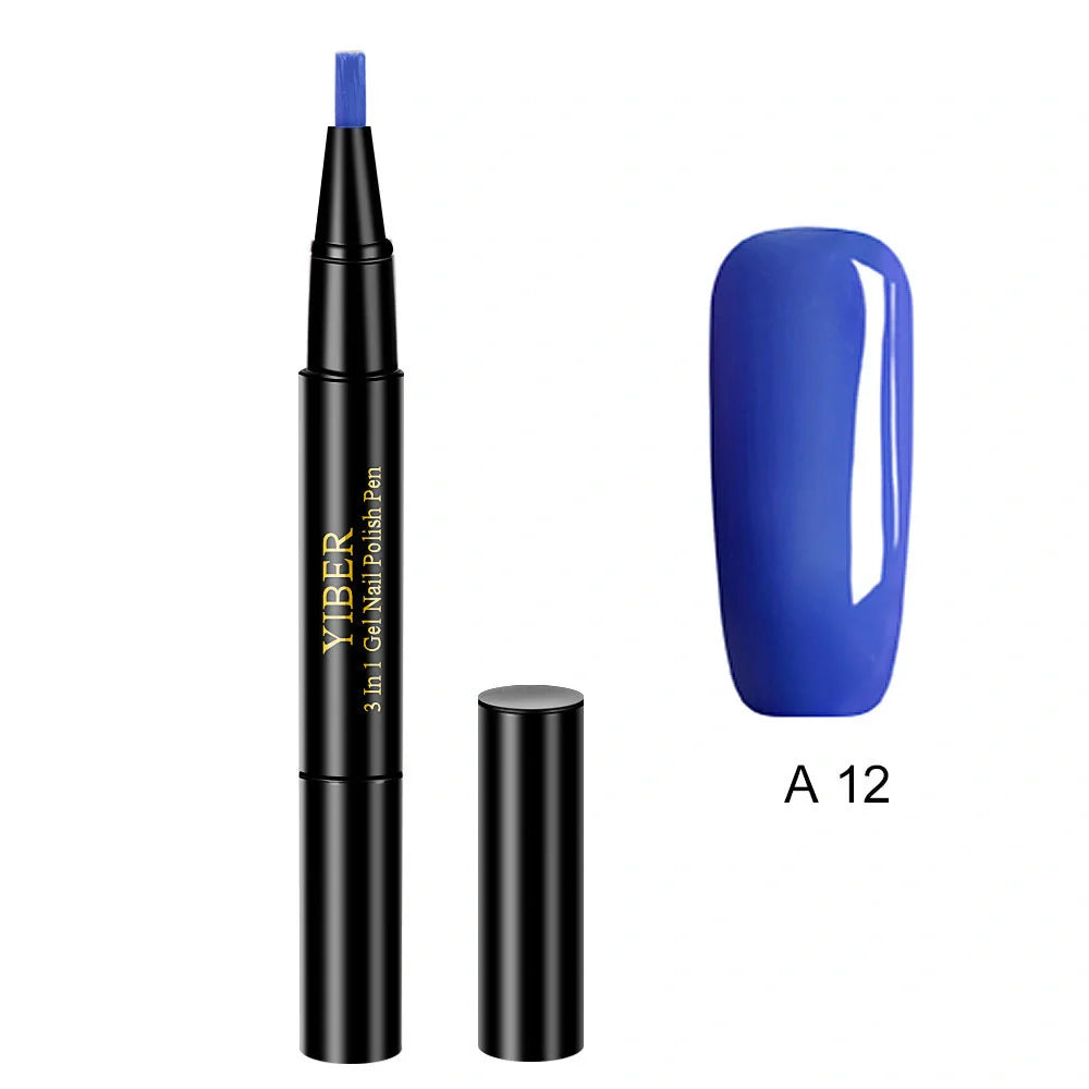 3-in-1 Gel Nail Varnish Pen with Glitter for easy one-step nail art