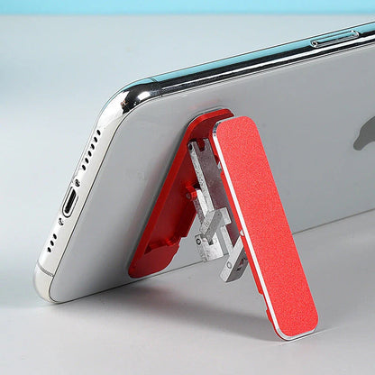 Premium aluminum alloy folding smartphone stand with adjustable viewing angle and one-second unfolding design